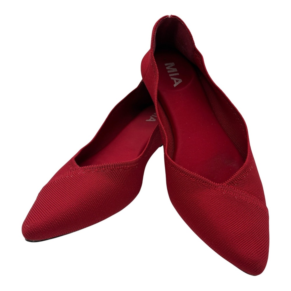 MIA Amora Red Knit Pointed Toe Ballet Flats Womens Size 9 Slip On Shoes